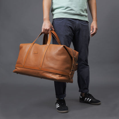 Runway Leather Travel Bag - Camel